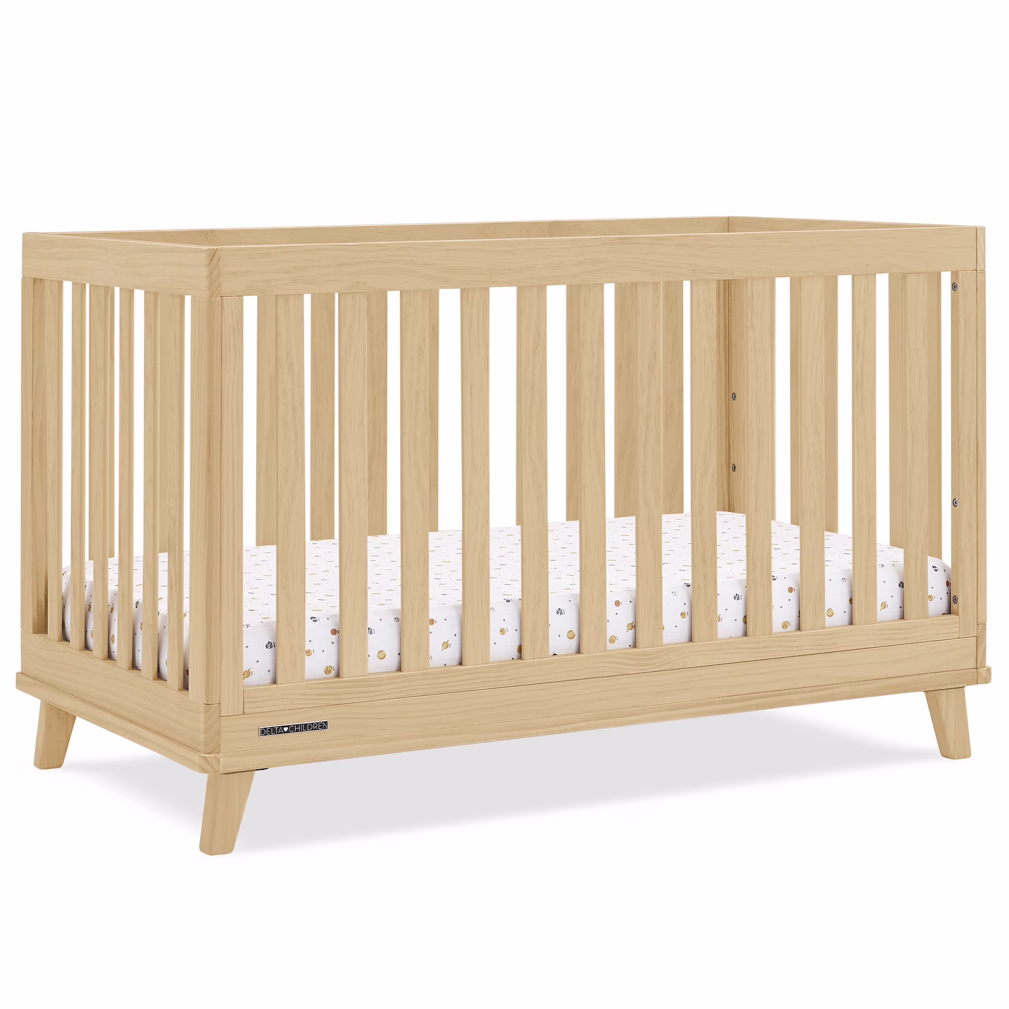 Delta Children Frankie 4-in-1 Convertible Crib - Greenguard Gold Certified, Black with Natural - Image 3