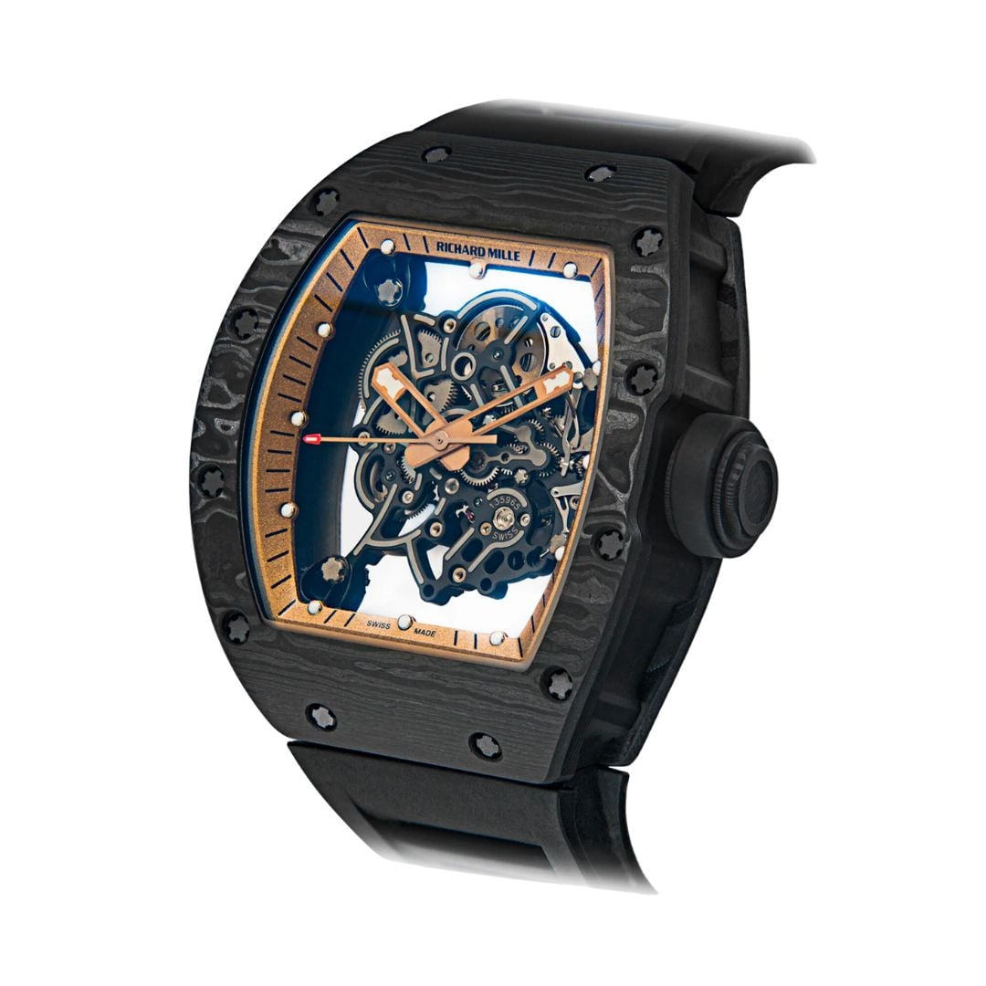 Richard Mille Swiss Clone RM55 KV Ceramic Rose Gold Skeleton Dial