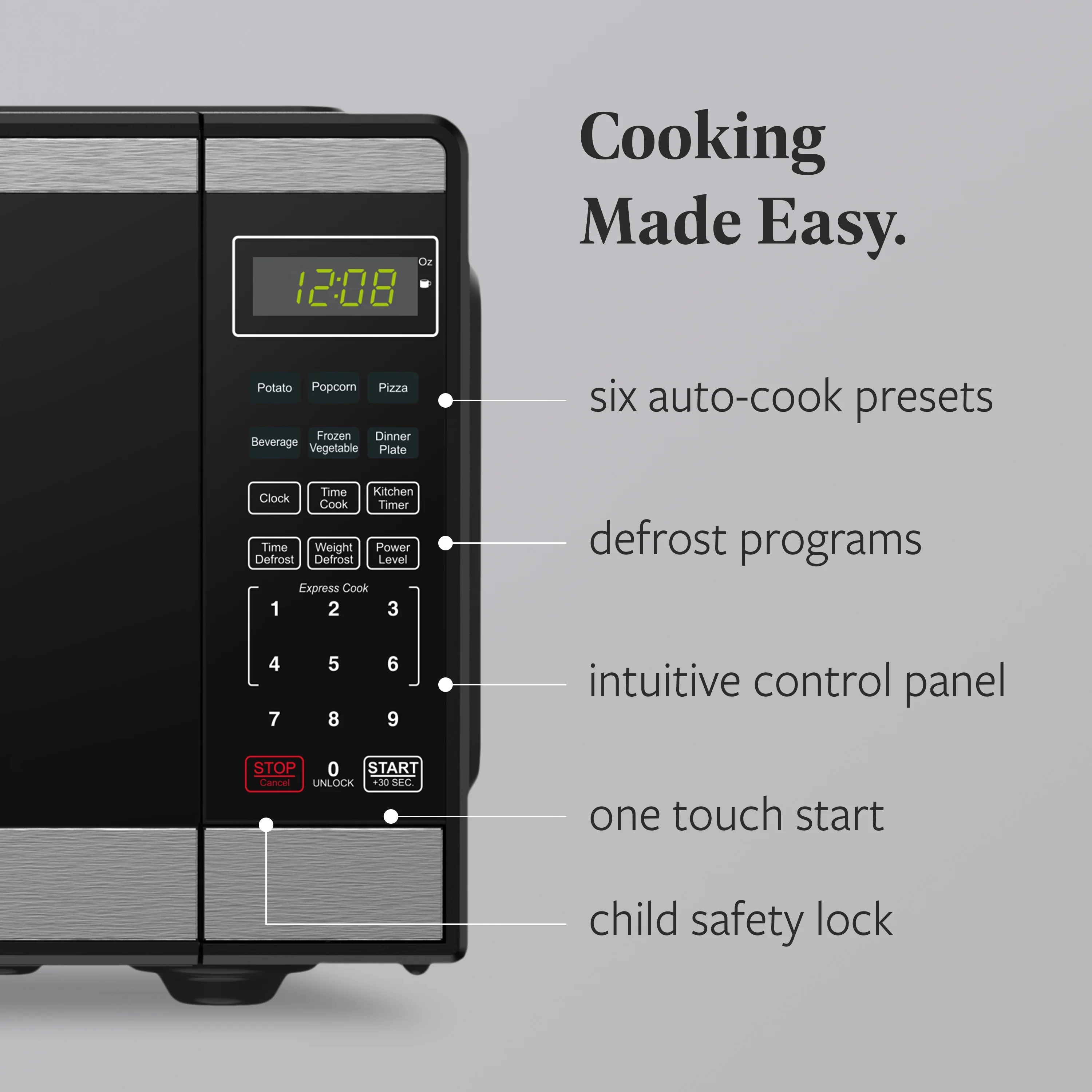 Farberware FMGZ09BKA 0.9 Cu. Ft. Microwave Oven, 900W, Digital Control, LED Display, 6 Cooking Presets, Black