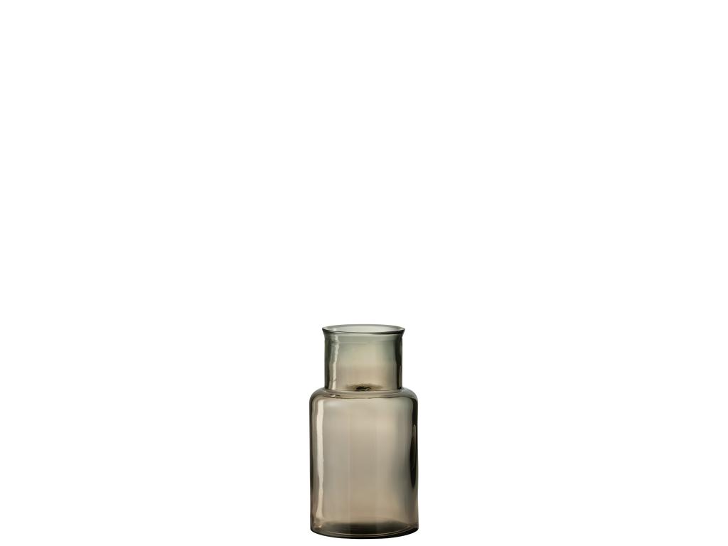 Jarrón cilíndrico de vidrio marrón de 27x16cm