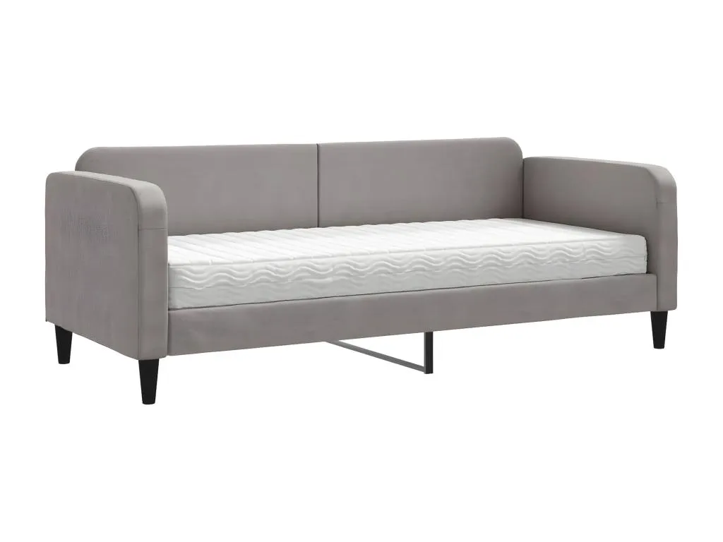 Sofá cama con colchón tela gris taupe 80x200 cm