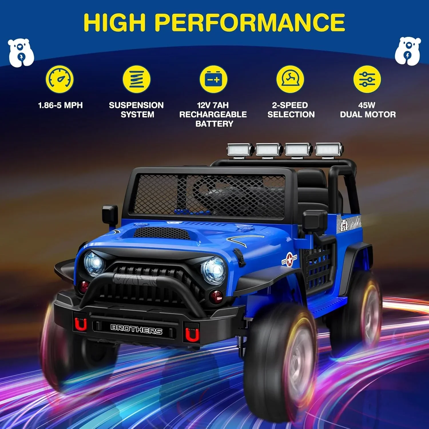L8 Ride On Car 2 Seater 12V Kids Electric Car Remote Control 4-Wheel Suspension Bluetooth Speaker