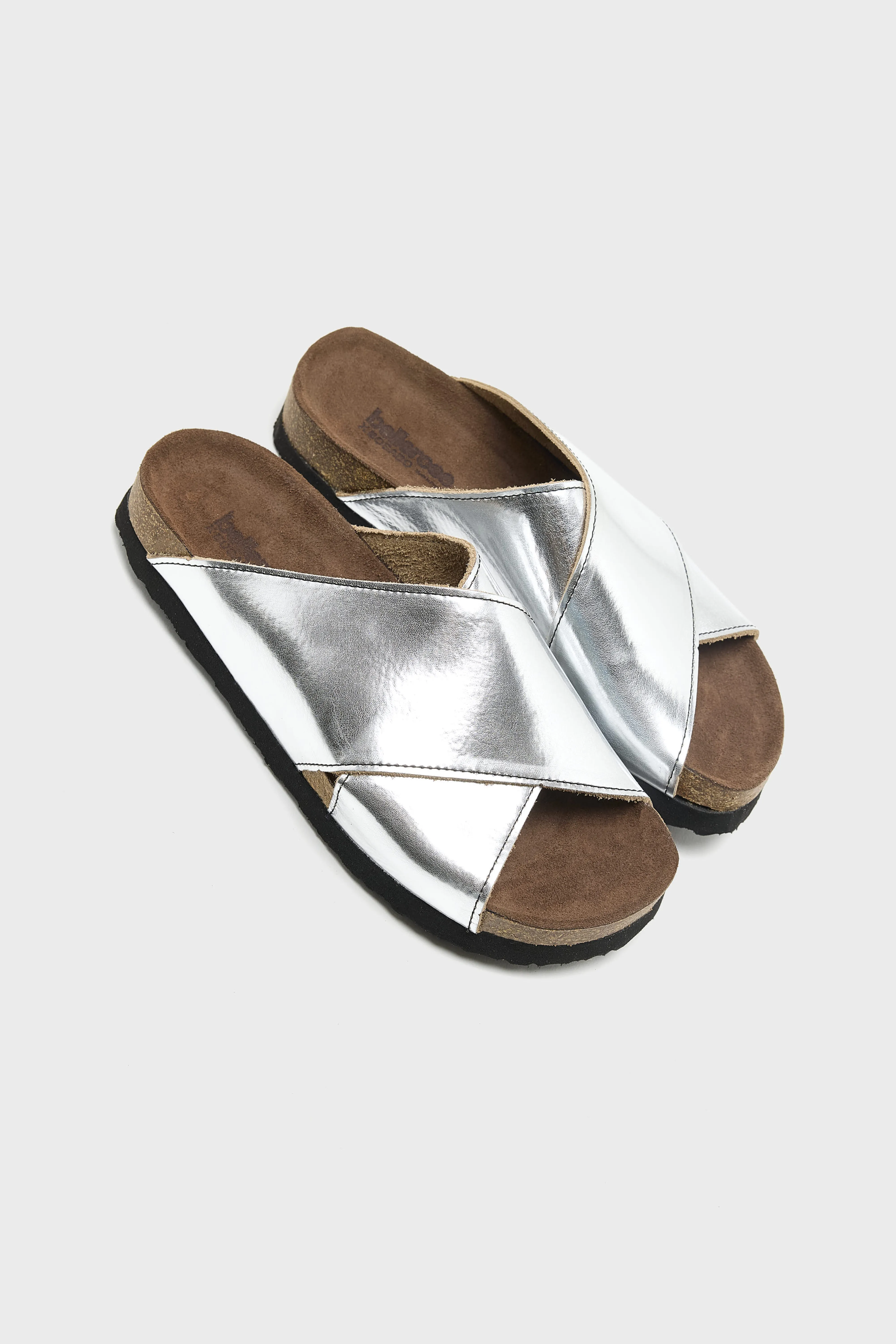Bellerose Metallic Leather Cross Sandals  (261 / W / SILVER)