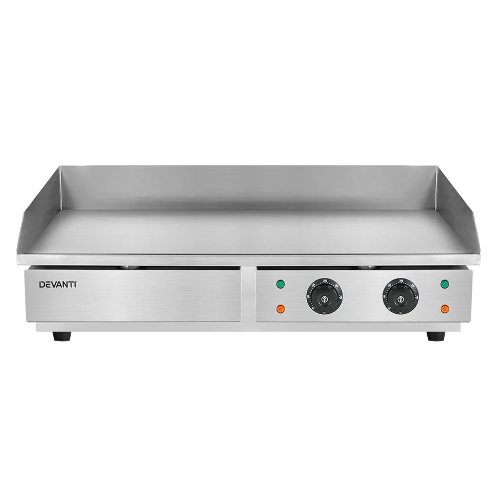 Devanti 73cm Commercial Electric Griddle BBQ Grill Plate 4400W Silver