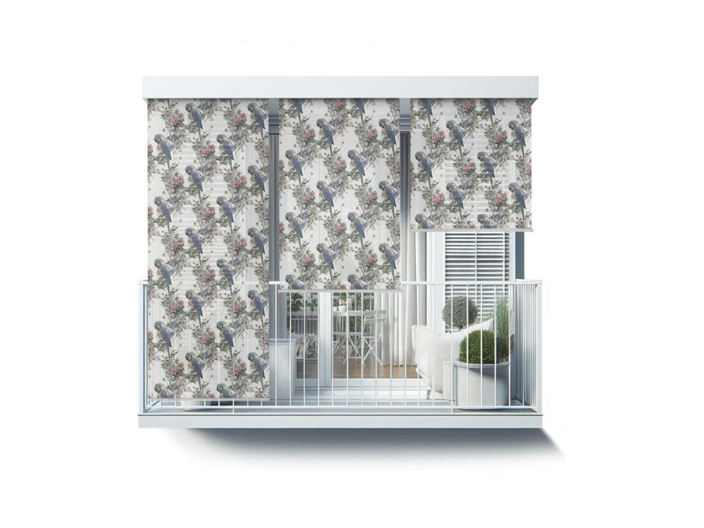 Unique outdoor roller blind - 60x180 cm - Loros entre flores Cortinas para balcones, Cortinas enrollables para balcones y Cortinas para protección solar