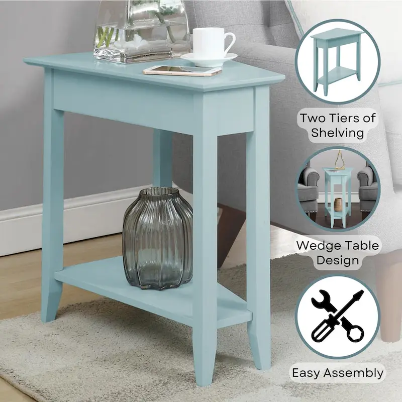 American Heritage Wedge End Table with Shelf by Convenience Concepts
