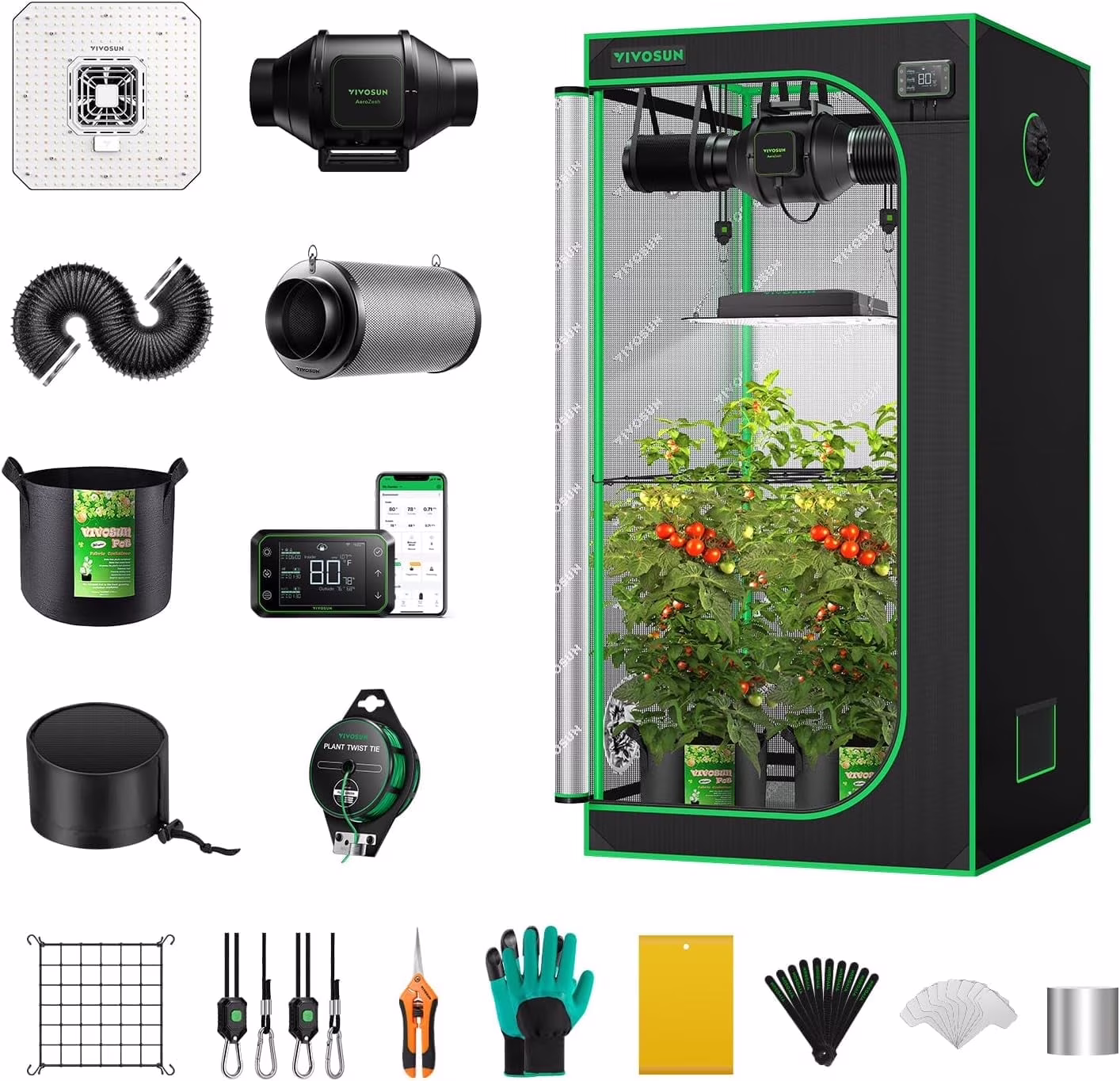 VIVOSUN GIY Smart Grow Tent System 2x2, WiFi-Integrated Grow Tent Kit, with Automate Ventilation and Circulation, Schedule Full Spectrum 100W LED Grow Light, and GrowHub E42A Controller - Image 7