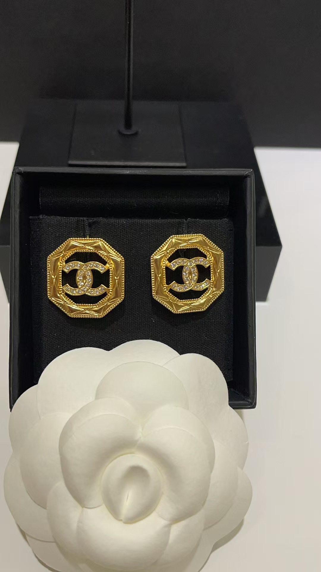 Chanel Geometric Octagon Stud Earrings - Original Replica Club