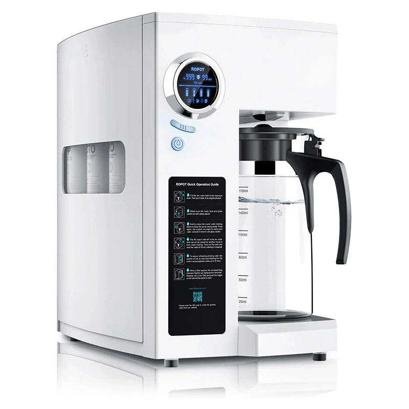 RO100ROPOT-UV Reverse Osmosis System Countertop Water Filter - 6 Stage Purification with UV and Remineralization, Counter RO Filtration, Portable Water Purifier