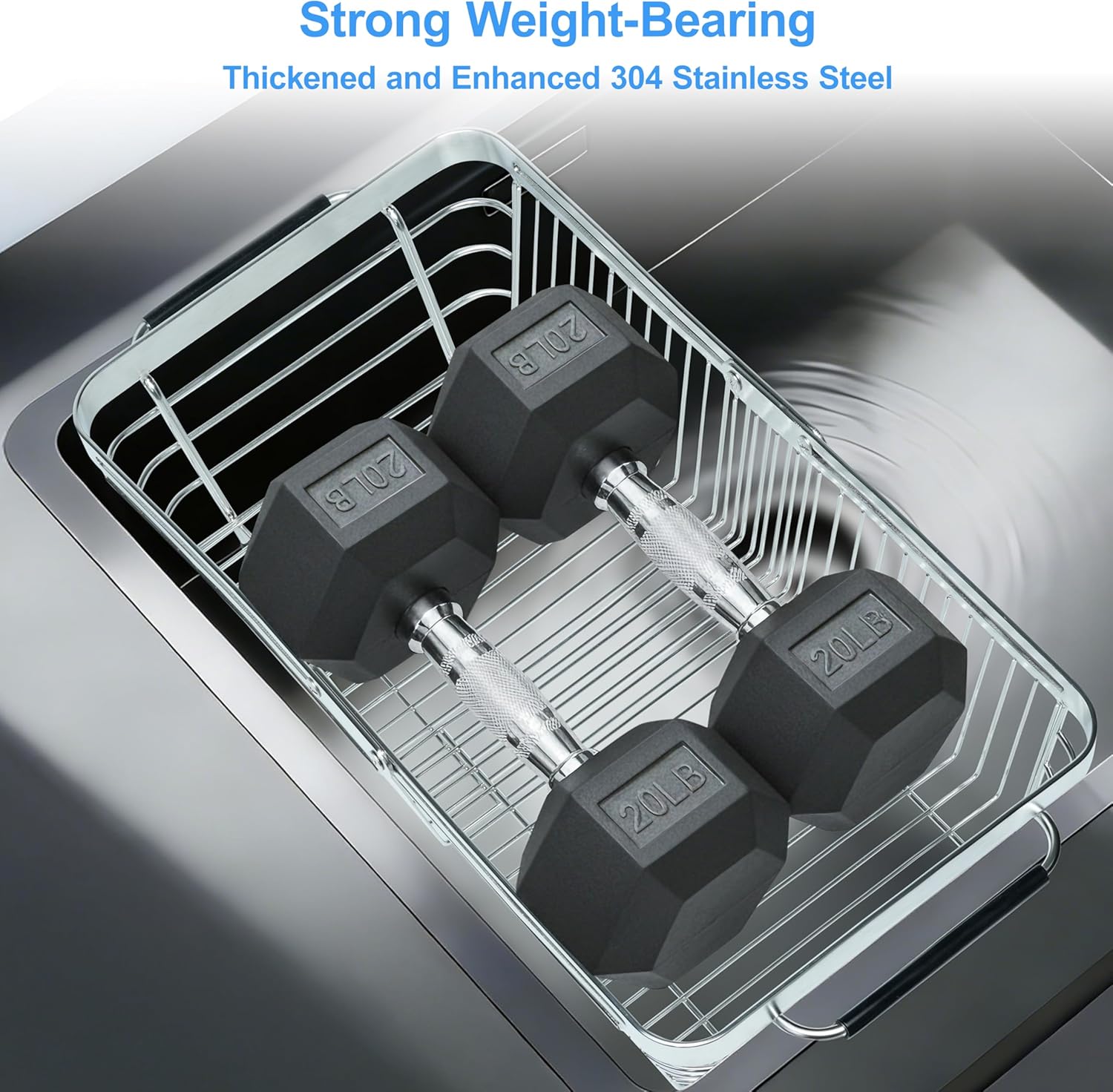 Dish Drying Rack Over The Sink, Stainless Steel Dish Racks for Kitchen Counter, Expandable Drainer for Kitchen Sink Organizer, 2-in-1 Extend Drain Basket and Plates Holder for Utensil Storage