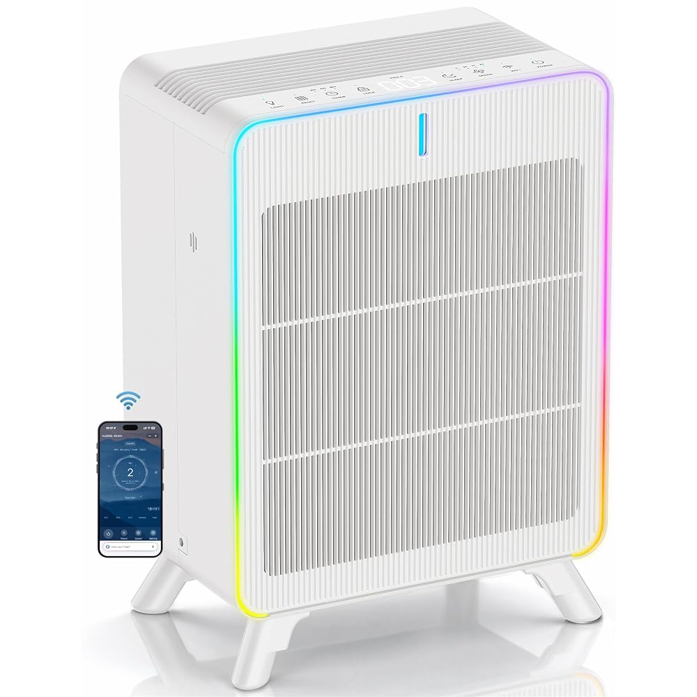 Smart WiFi Air Purifiers for Home Large Room Up to 2450 Ft², White
