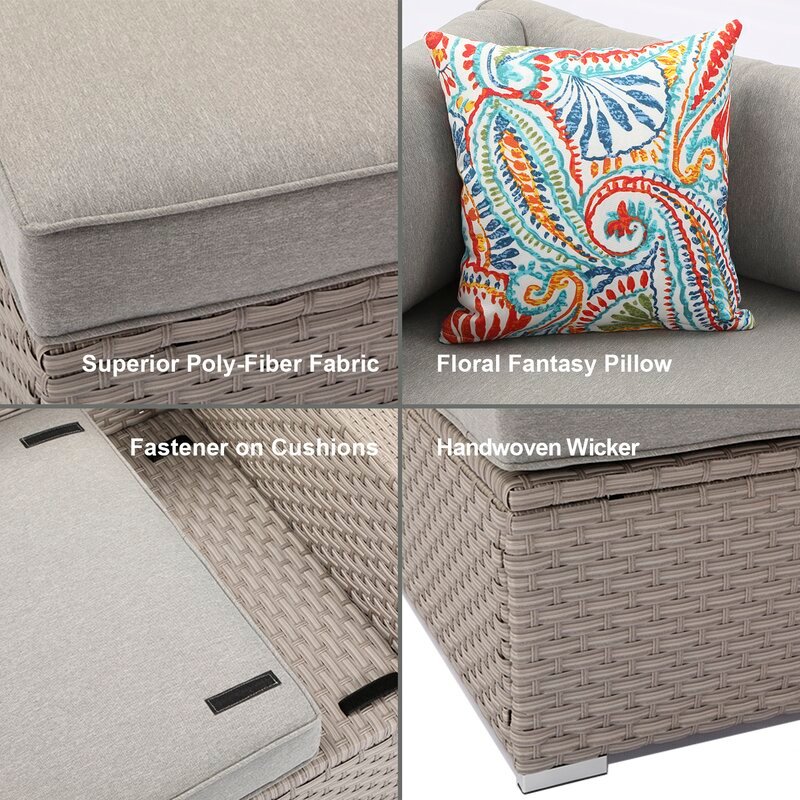 Cajuste Wicker/Rattan 6 - Person Seating Group with Cushions