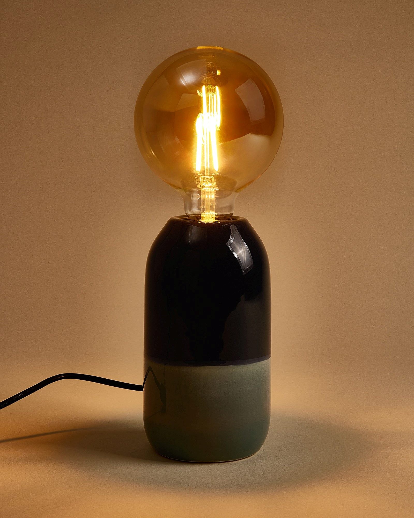 Farol Keramiklampe dunkelblau graublau