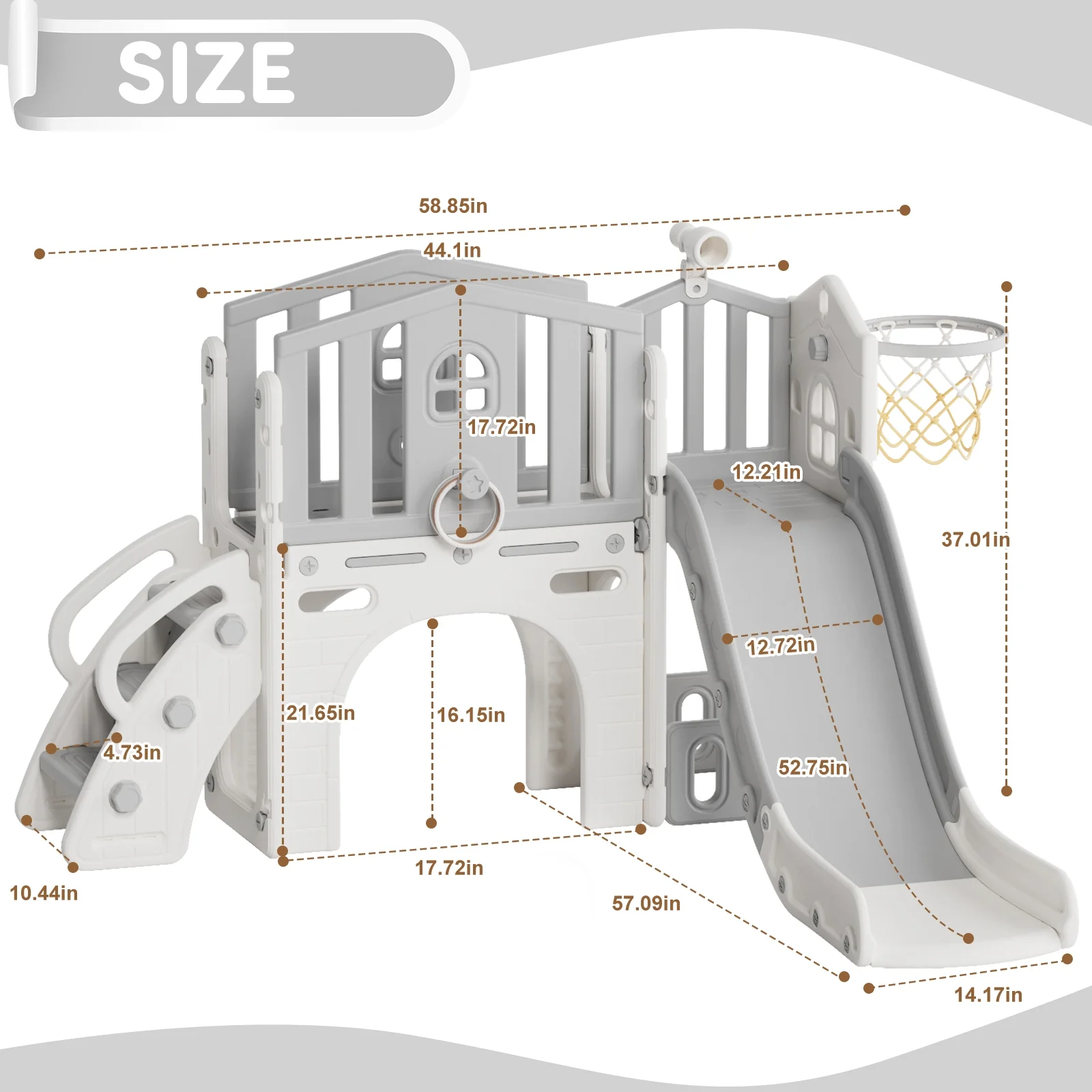 Korimefa 11-in-1 Toddler Slide Set with Golf, Basketball Hoop, Kids Slide for Toddlers Age 1-4, Climber Slip and Slides, Baby Outdoor Toys - Image 77