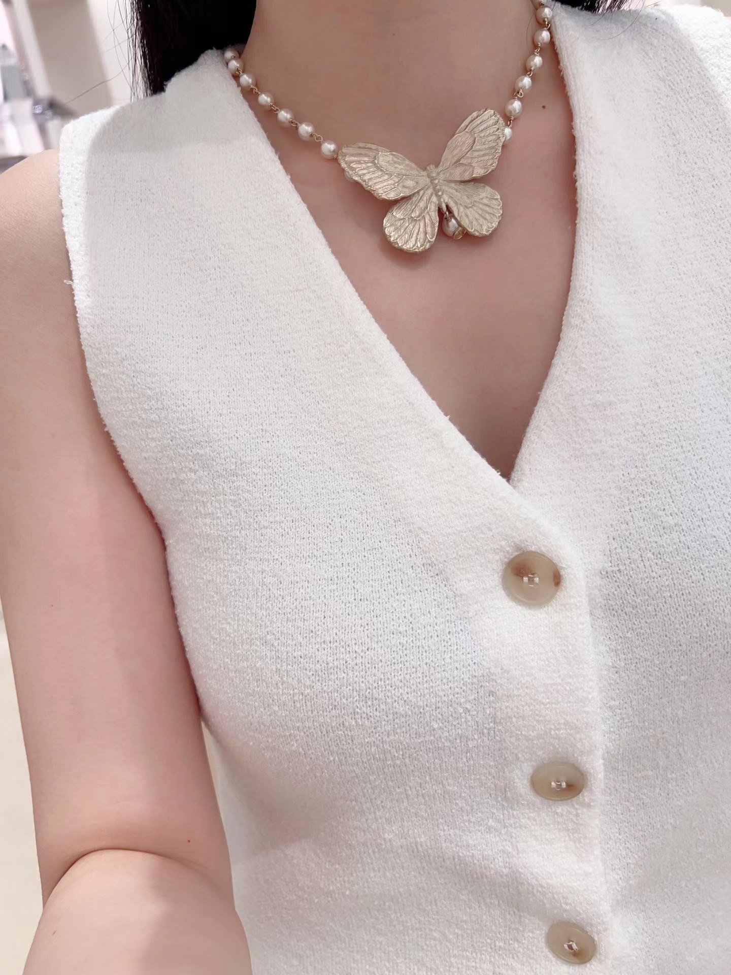 Dior Butterfly Pearl Necklace - Original Replica Club