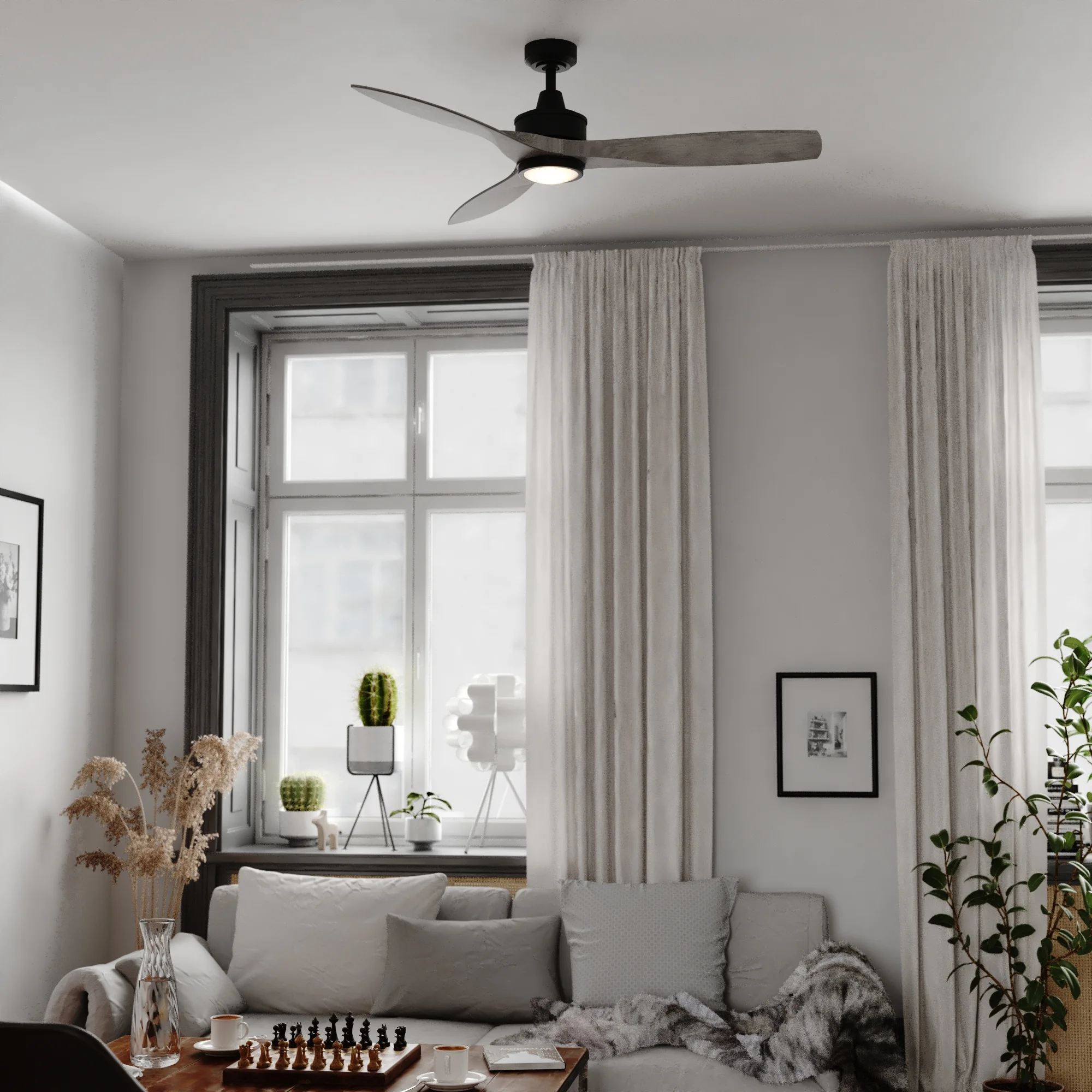 Vaxcel Curtiss Satin Brass Mid-Century Modern MCM Wood Propeller Ceiling Fan with LED Light Kit and Remote - Image 26