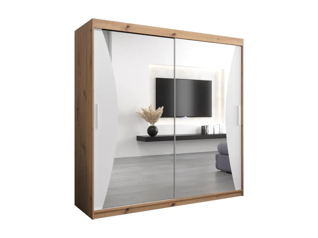 Armario Casahandy con puertas correderas 200x200x62 cm 2 puertas artisan blanco