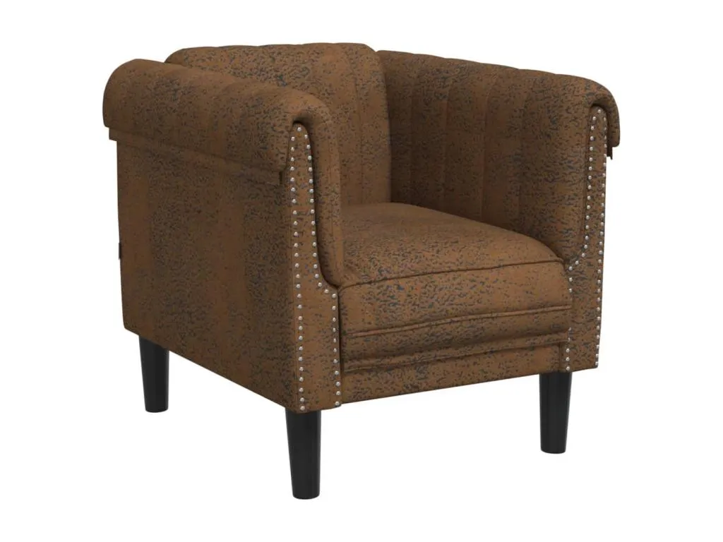 Sillón de cuero sintético de ante marrón