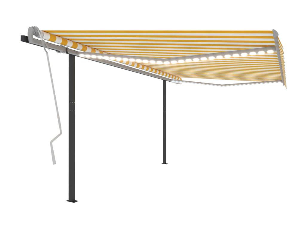 Toldo retráctil con LED 4x3,5 Amarillo y blanco