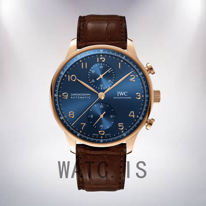 IWC Portuguese Chrono Men's IW371614 44mm/41mm Leather Strap Rose Gold-tone