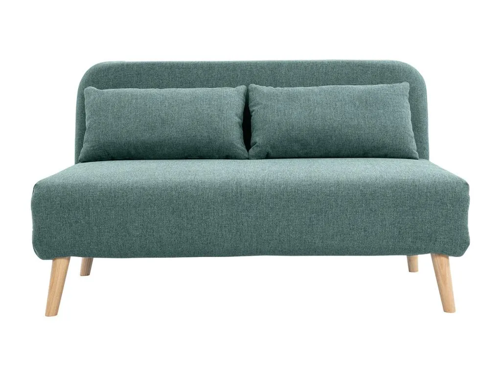 Sofá cama de 2 plazas convertible en tela verde gris y Lluesmamuebles
