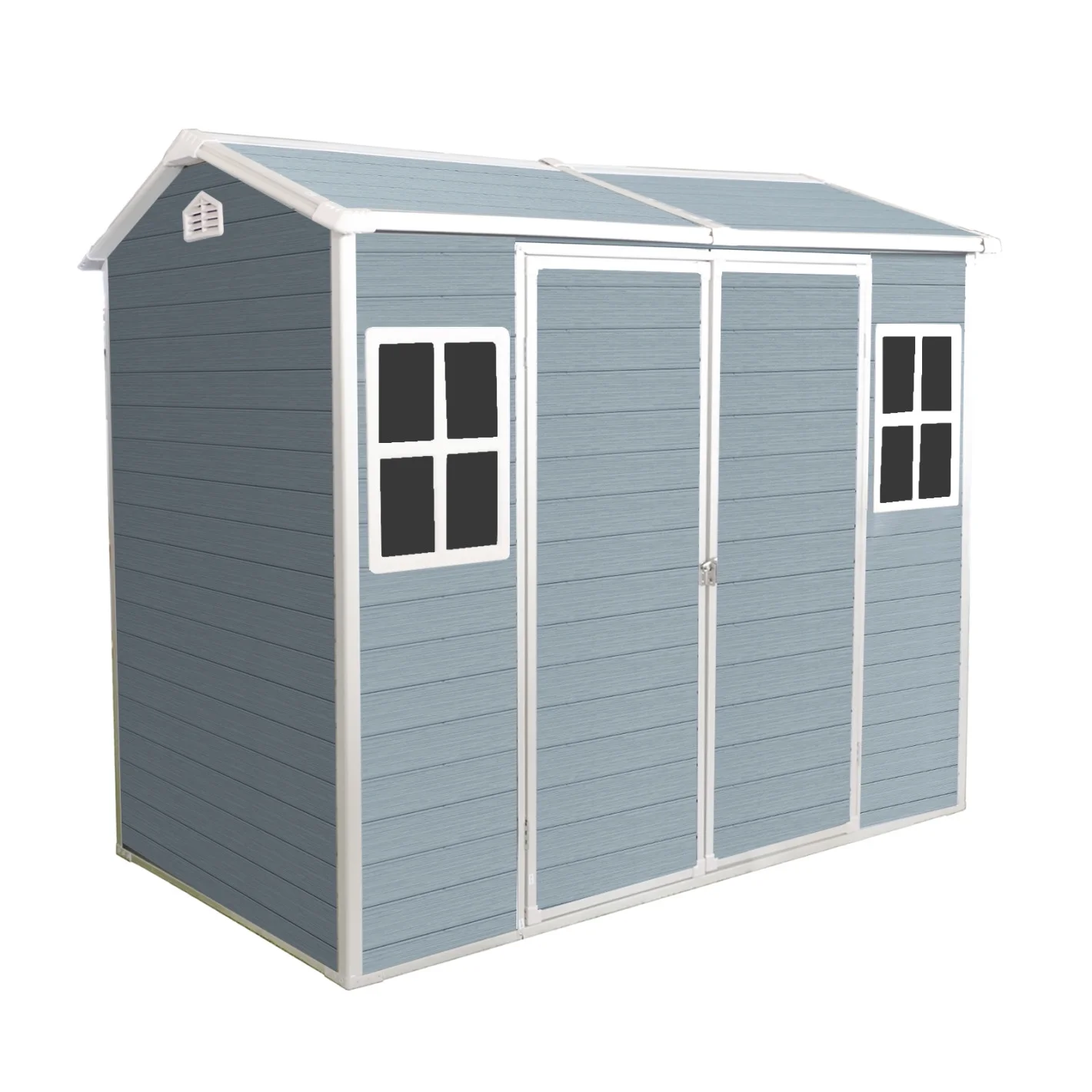 8x4 FT Outdoor Storage Shed with Floor, Resin Garden Sheds with Lockable Door, Vents & Windows, Weather Resistant Tool Shed with Sloped Roof for Backyard Patio, Grey - Image 7
