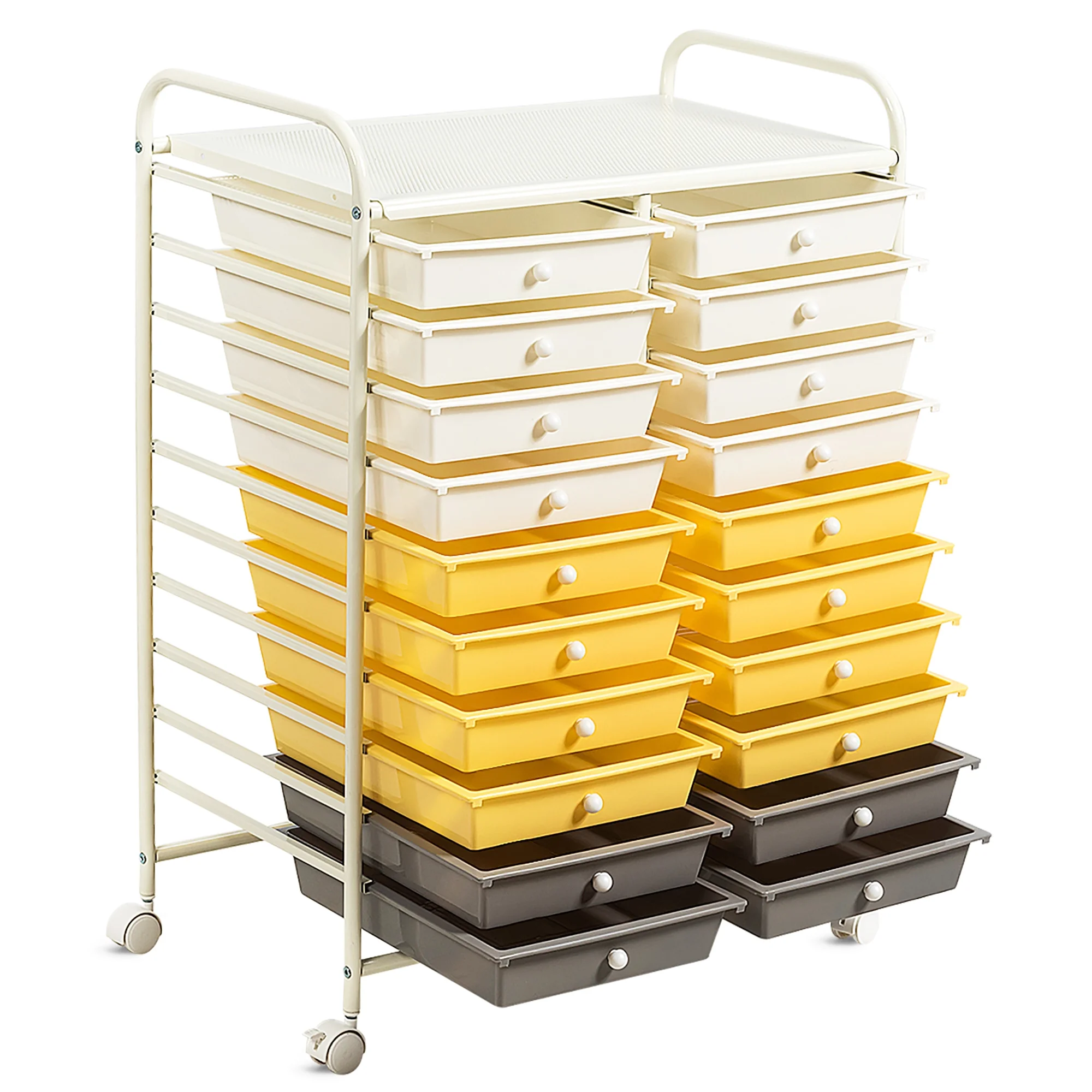 Costway 20 Drawer Rolling Storage Cart Tools Scrapbook Paper Office School Organizer Yellow - Image 22