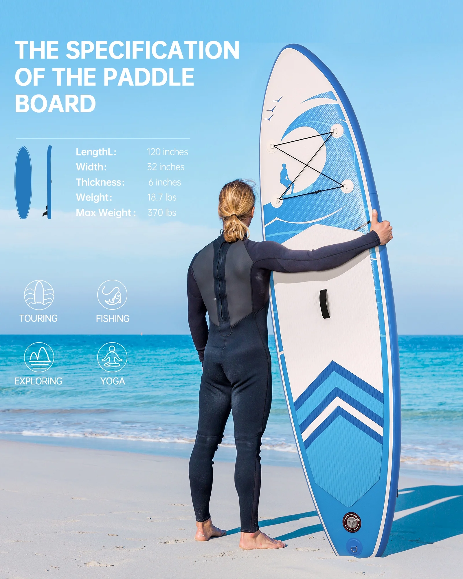 Naipo Inflatable Paddle Board 10FT Stand up Paddle Board 10' SUP 6 in.Thick Board Carry Bag & Fast Pumping Green - Image 15