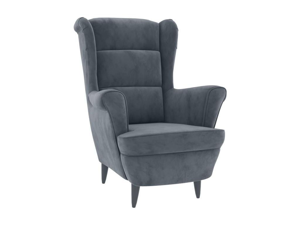 Sillón de terciopelo gris oscuro
