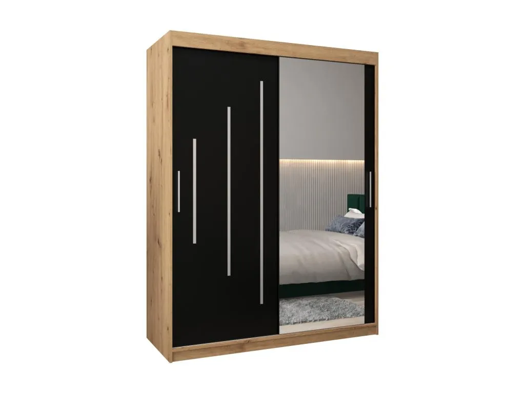 Armario Nidovia puertas correderas 200/150/62 2 puertas artisan/negro wen3447284