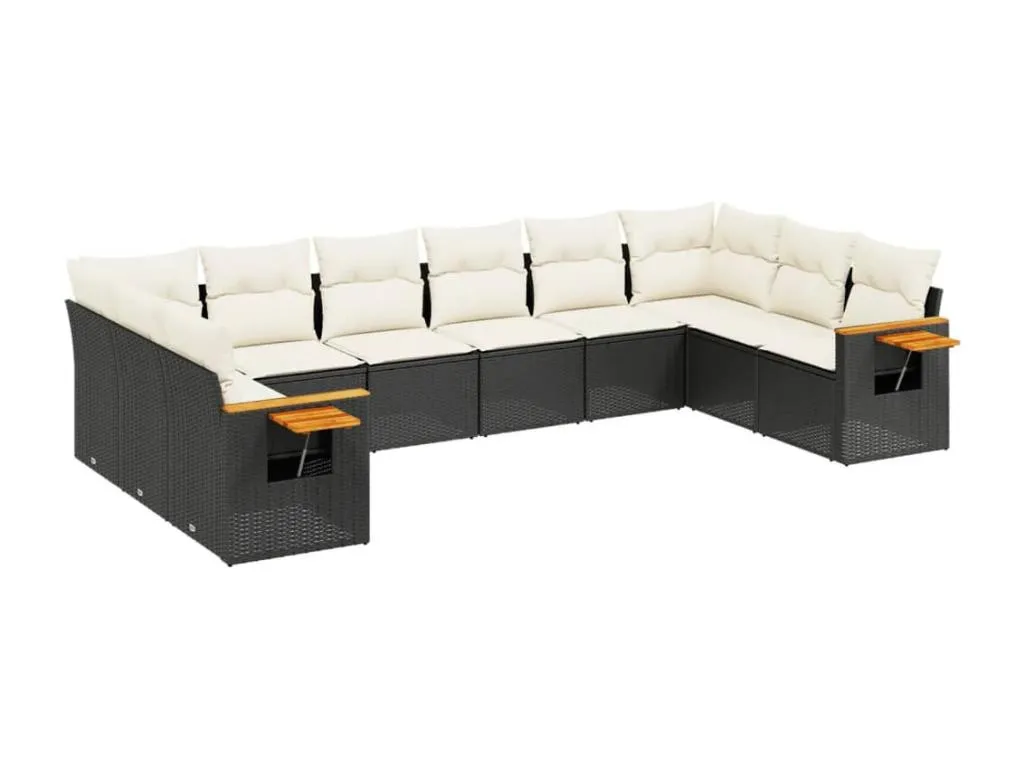Set de sofás de jardín 10 pzas cojines ratán sintético negro 86602pedf