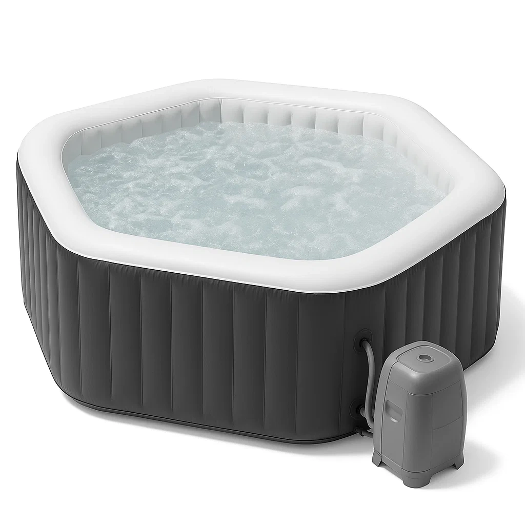 Spas hinchables, 170x170x65 cm, 4 personas, octagonal, color Gris/blanco UCAKMWf348dK