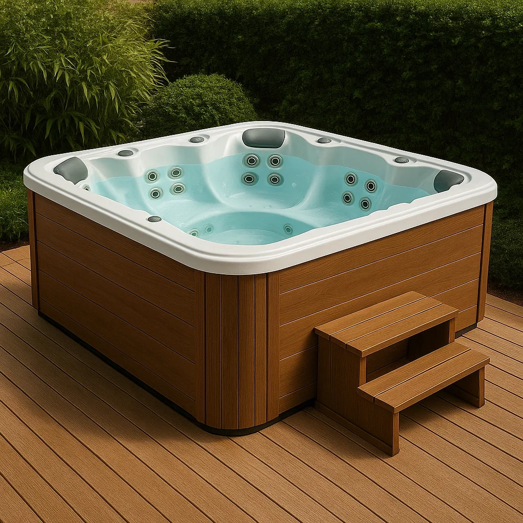 Spas rígidos 215x215x92 cm 3 plazas cuadrado Madera/Blanco YWRnpjx440IG