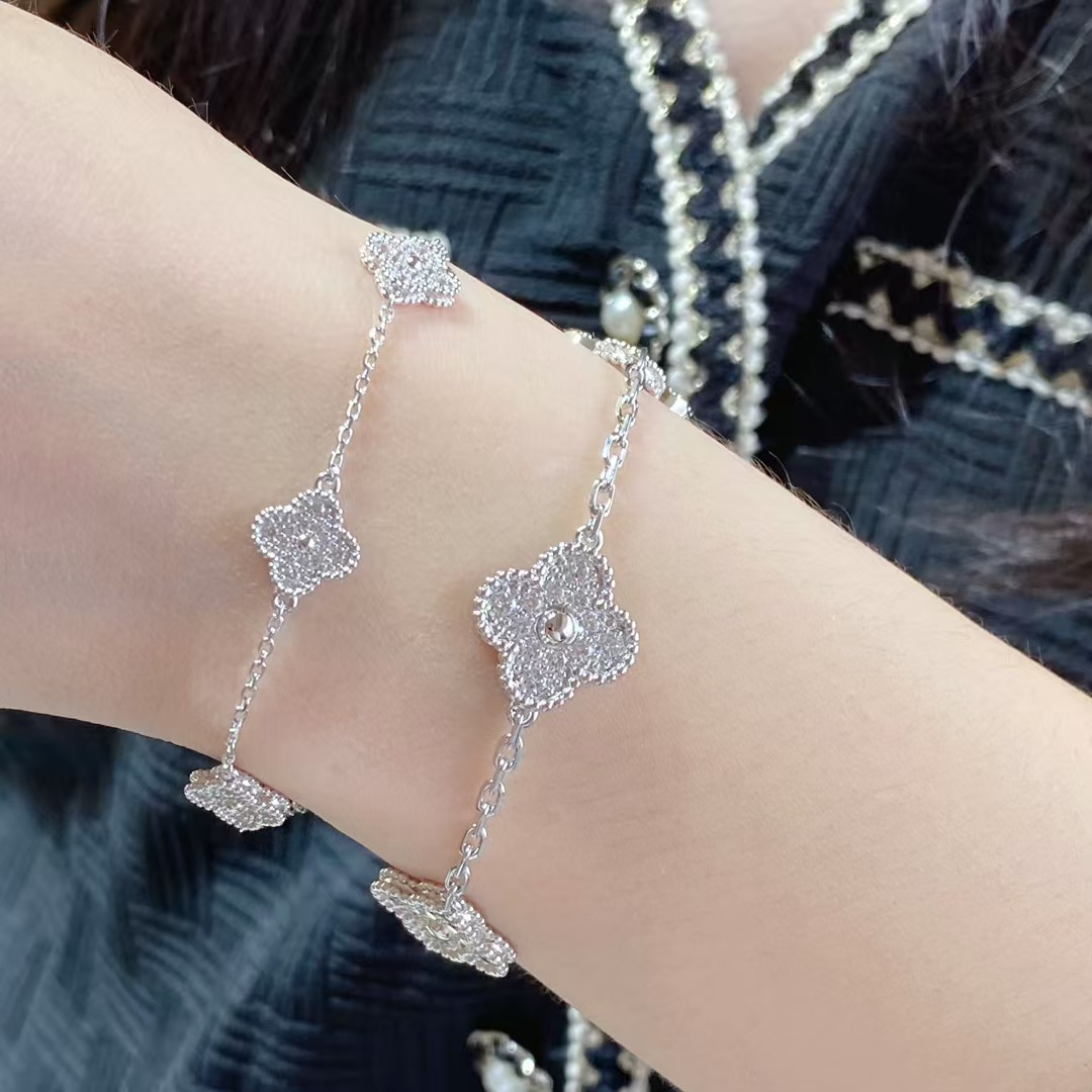 VCA Sweet Alhambra Full Diamond Bracelet, 6 Motifs - Original Replica Club