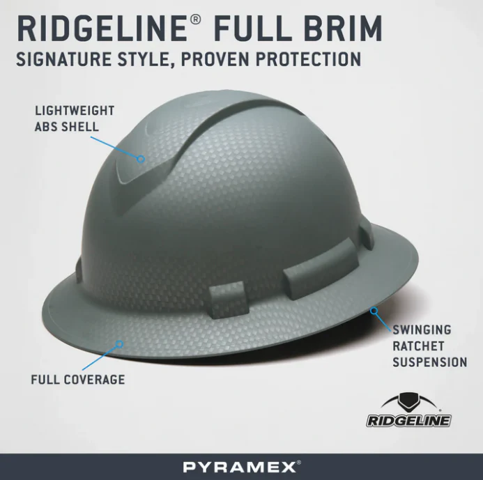 Pyramex Ridgeline Full Brim Hard Hat Graphite - KTF Painting Interior Exterior