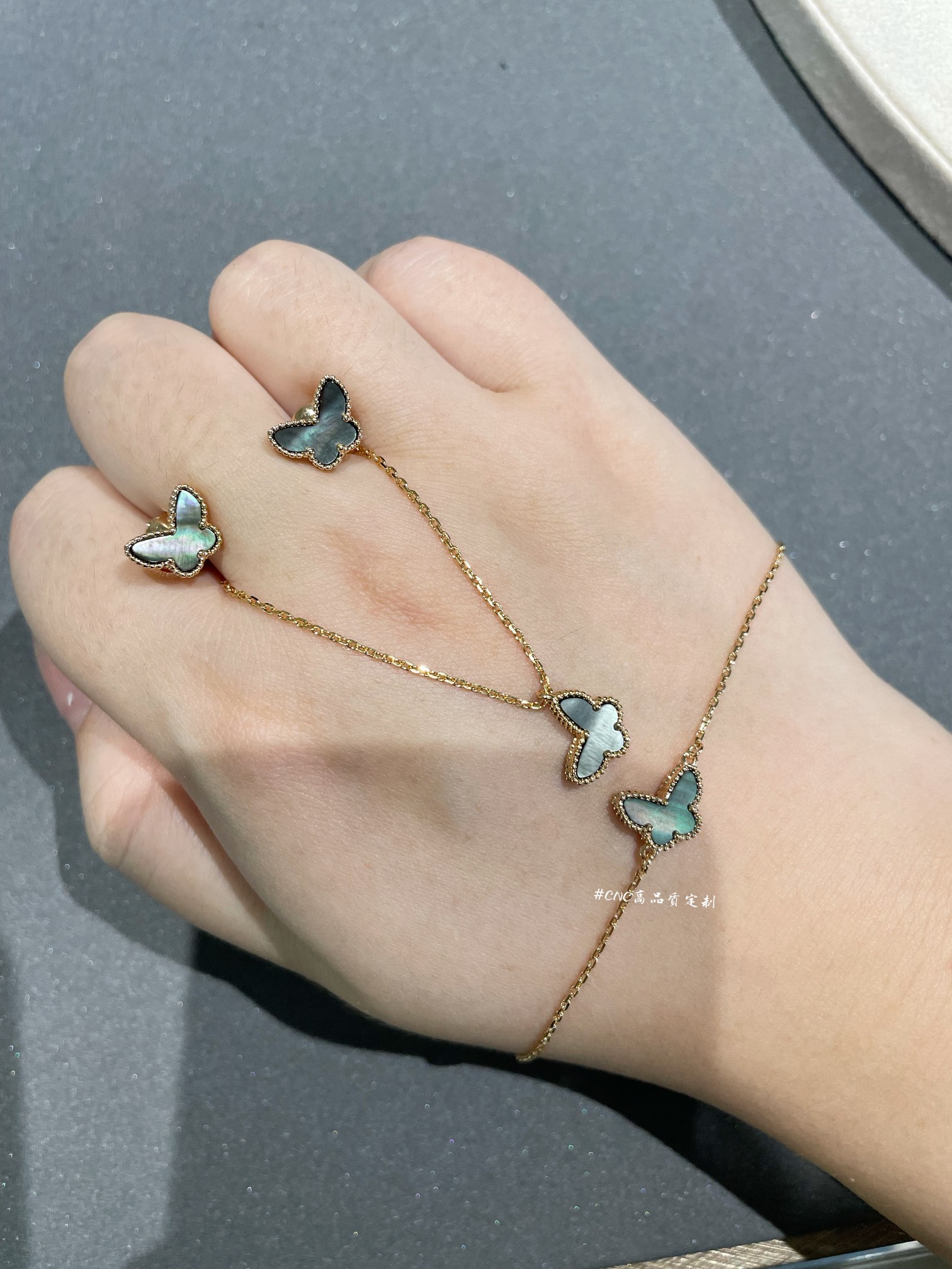 VCA Fauna Gray Butterfly Earrings Bracelet Necklace - Original Replica Club