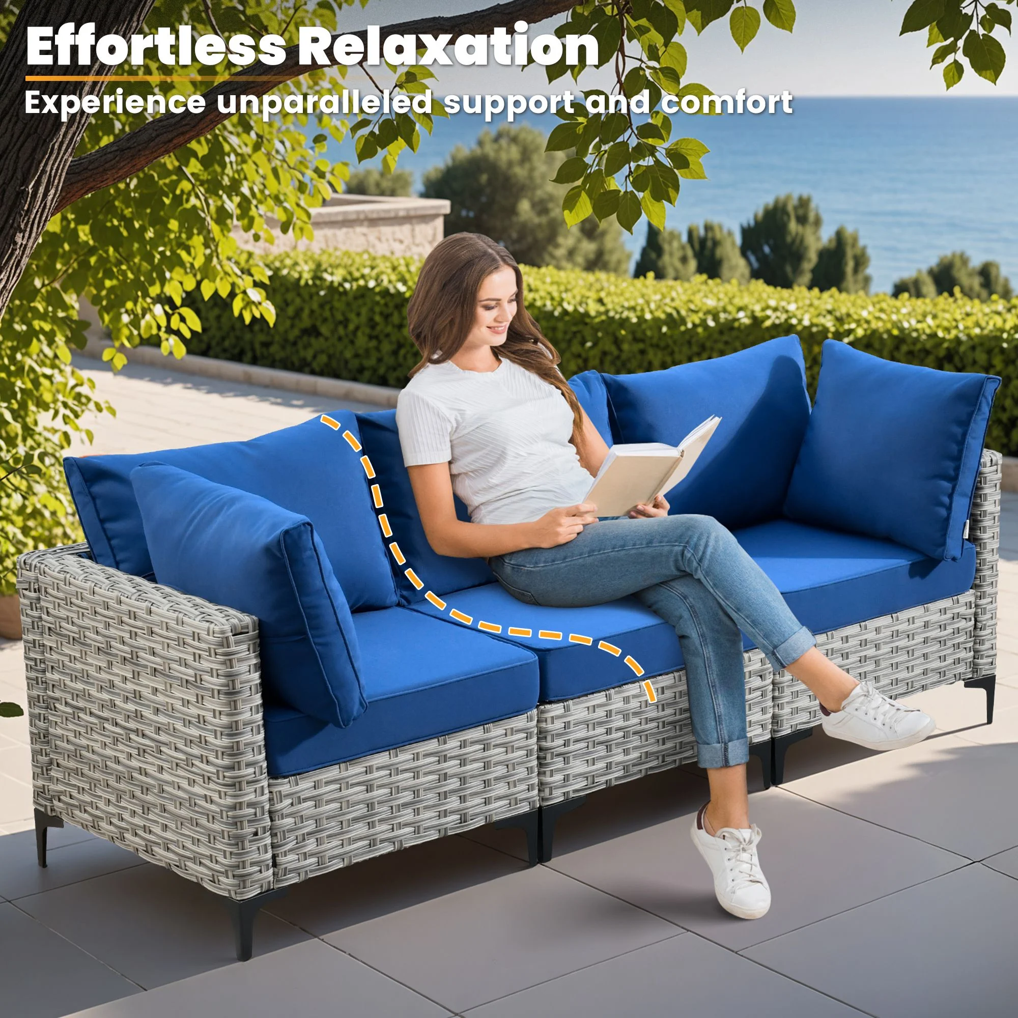 Vcatnet Outdoor Patio Furniture Sets 10 Pieces Sectional Sofa Wicker Conversation Set with Swivel Glider Chairs and Solar Powered Coffee Table for Porch,Backyard,Gray - Image 56