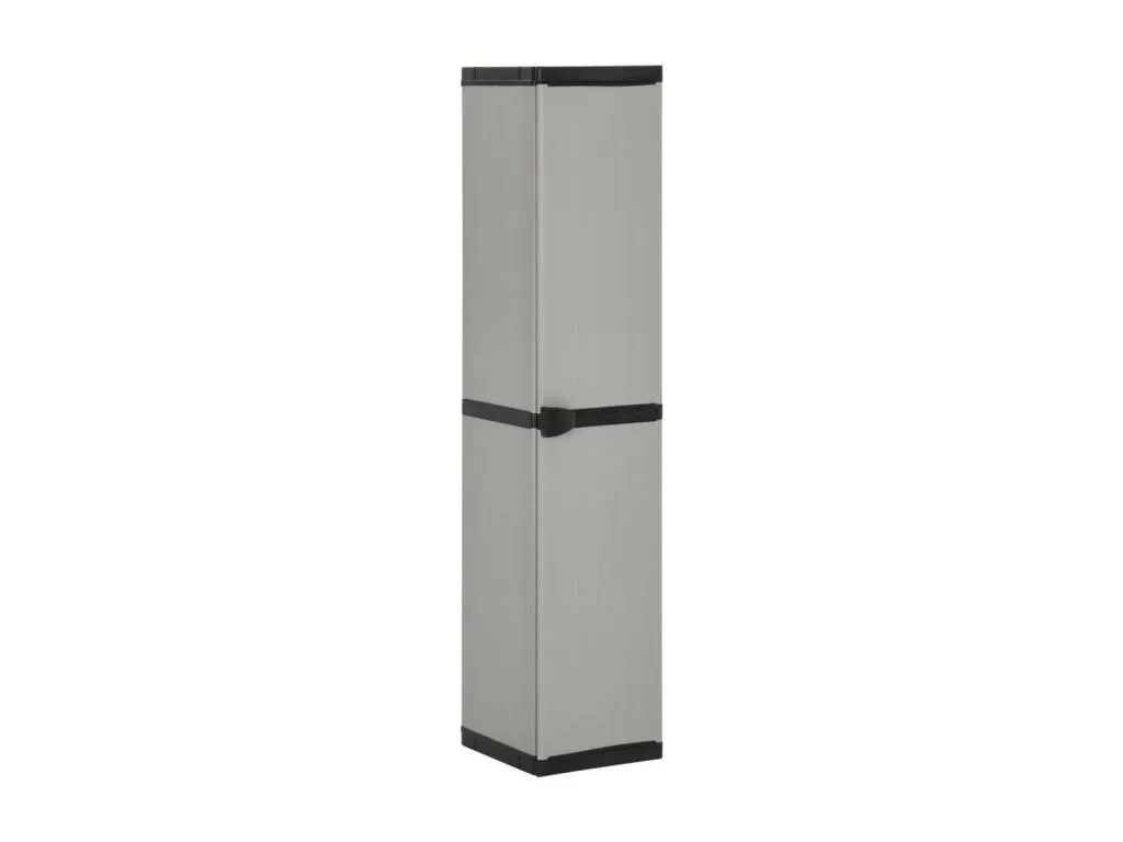 Armario de jardín con 3 estantes gris y negro 34x40x168 cm 94873YGRG