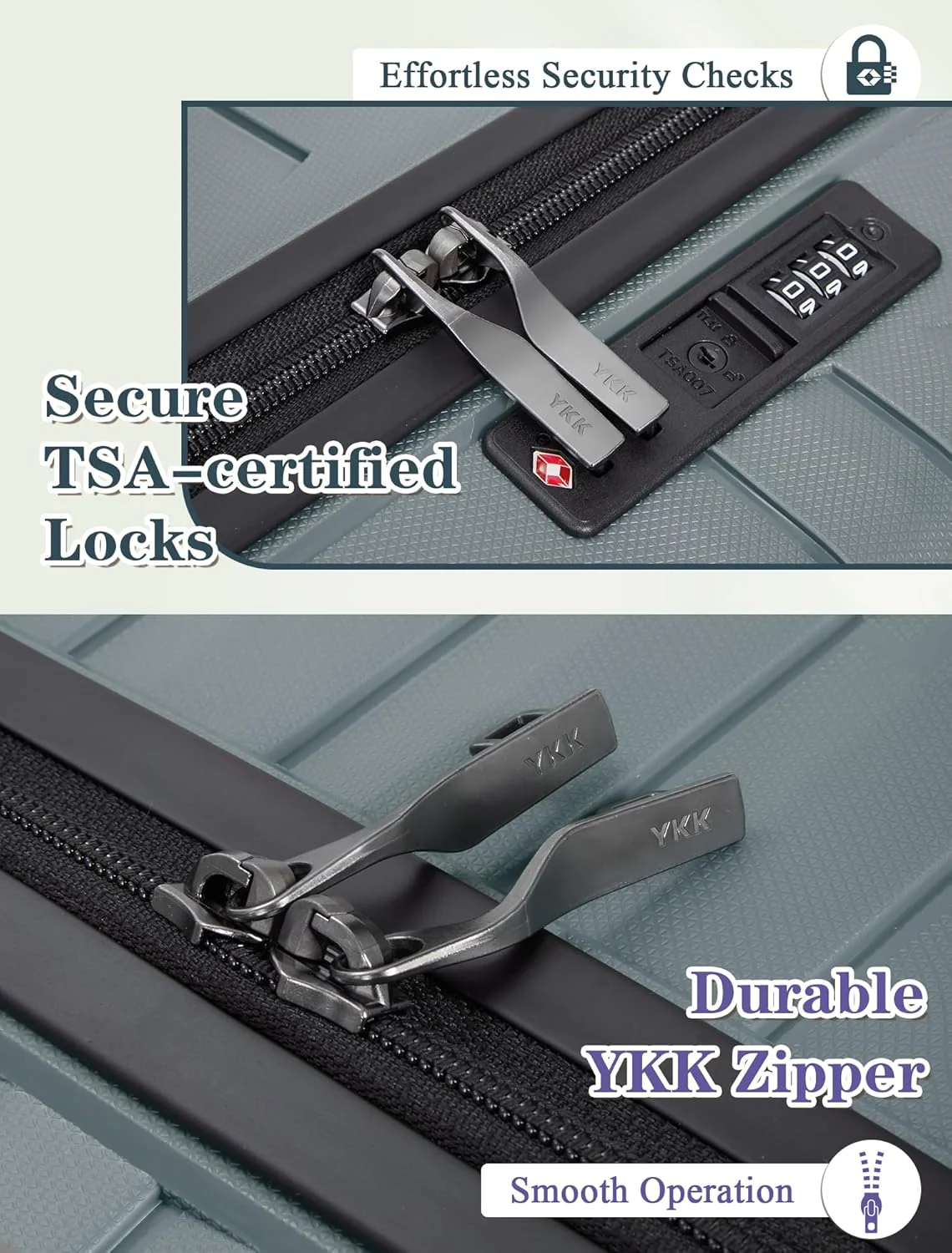 5-piece luggage set with wheels, ABS hardshell suitcase with spinner wheels