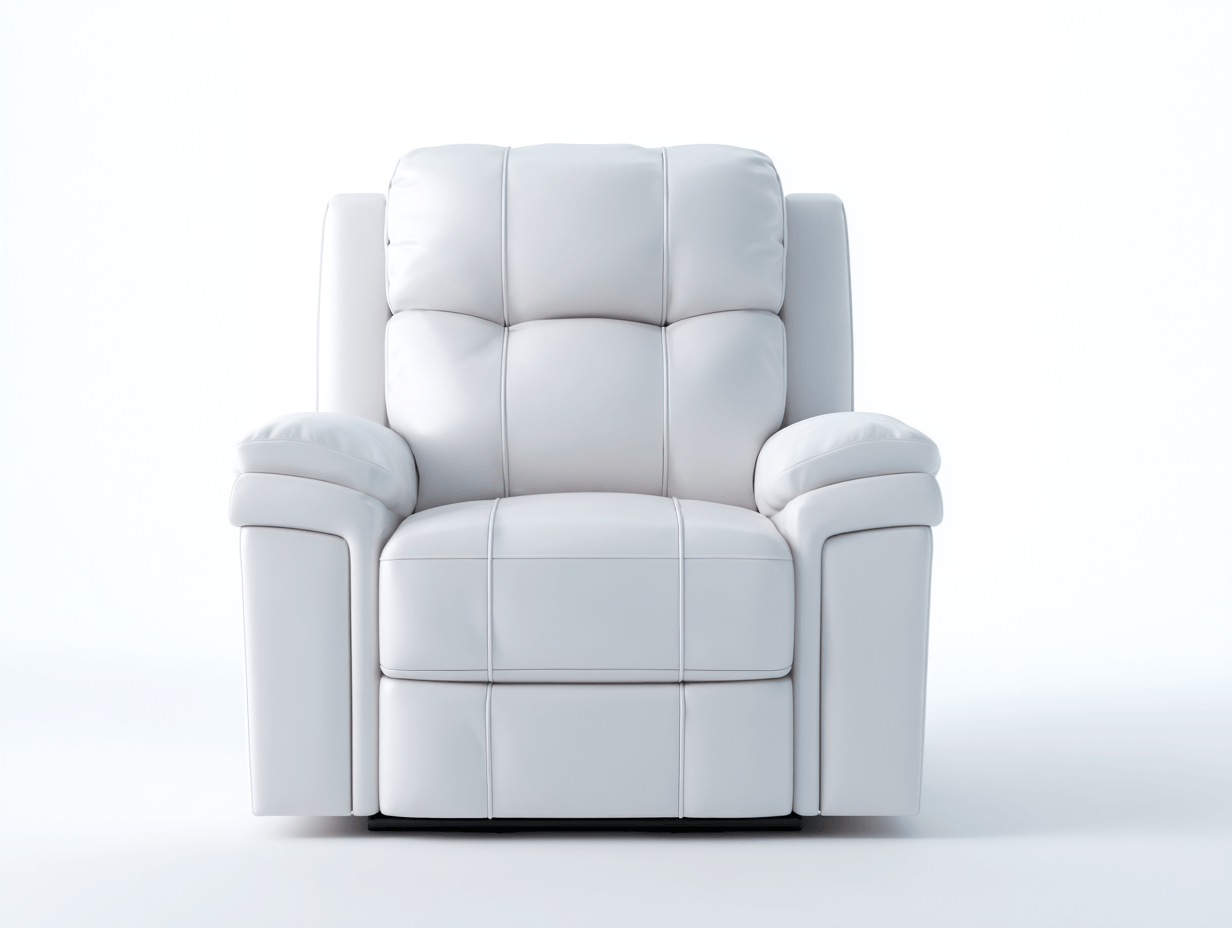 Sillón reclinable tapizado en piel sintética blanca 95×100×105 cm - acolchado extra - con reposacabezas - estilo contemporáneo