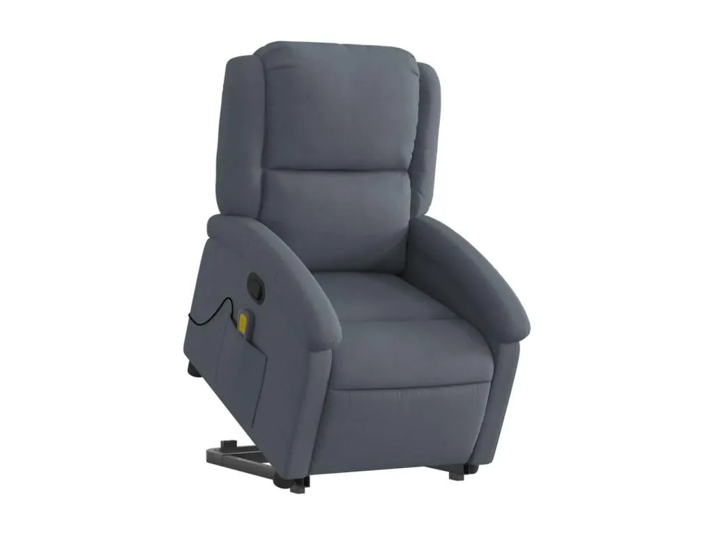 Sillón reclinable de masaje elevable terciopelo gris oscuro