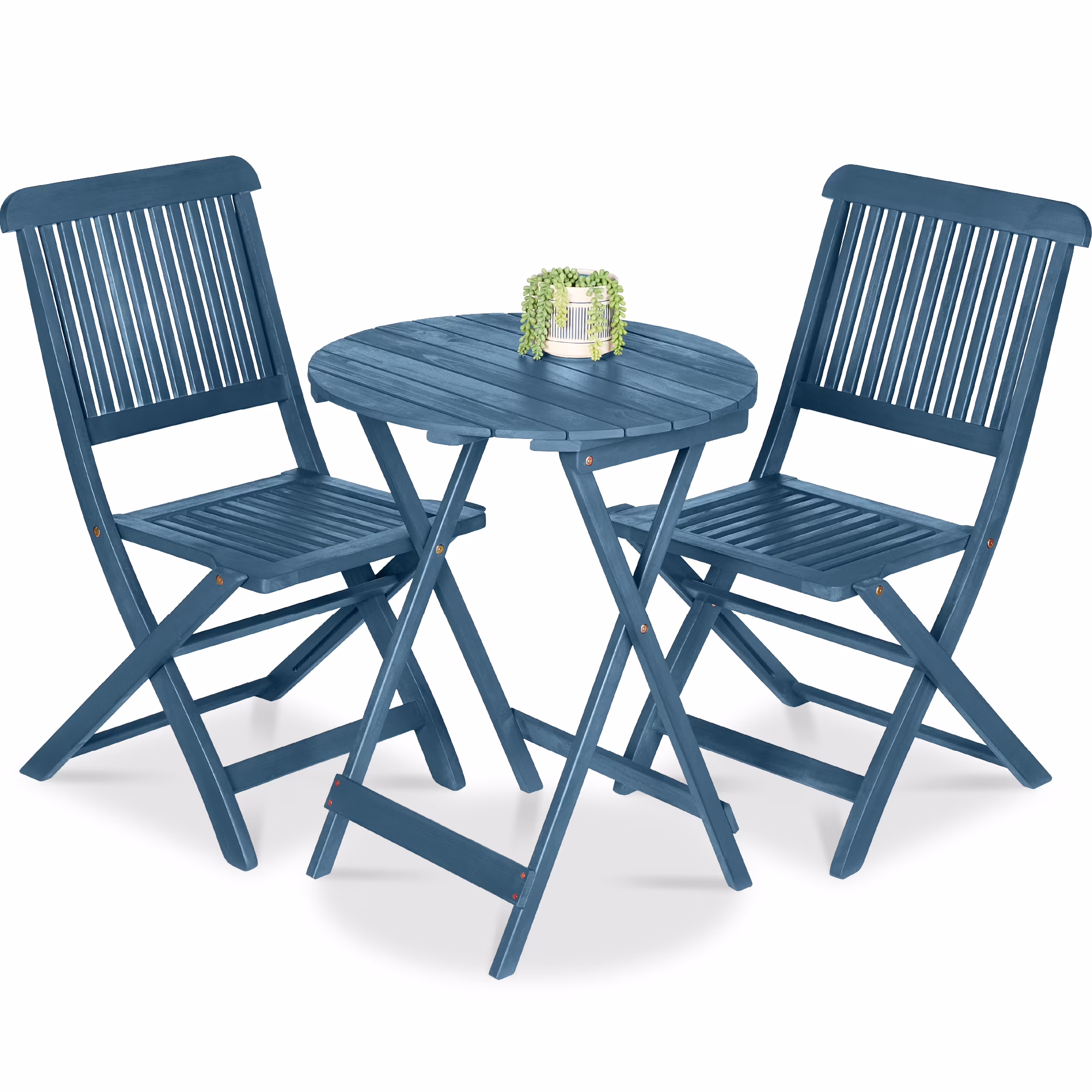 Best Choice Products 3-Piece Acacia Wood Bistro Set, Folding Patio Furniture w/ 2 Chairs, Table - Natural