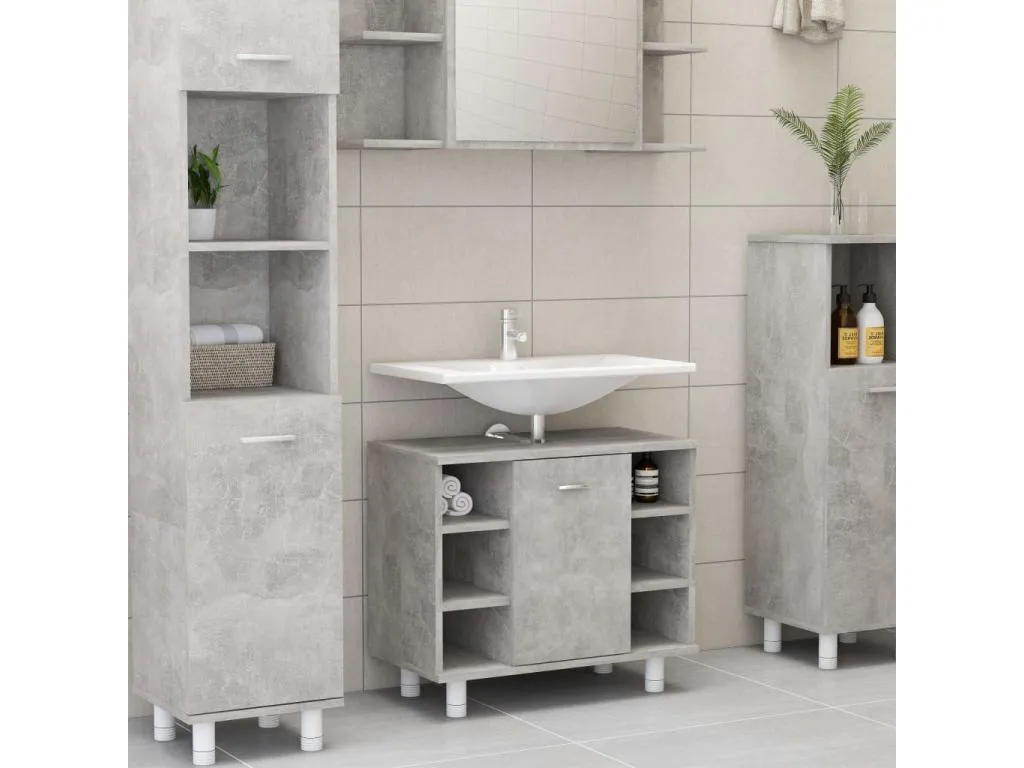 Armario de baño contrachapada gris hormigón 60x32x53.5 cm