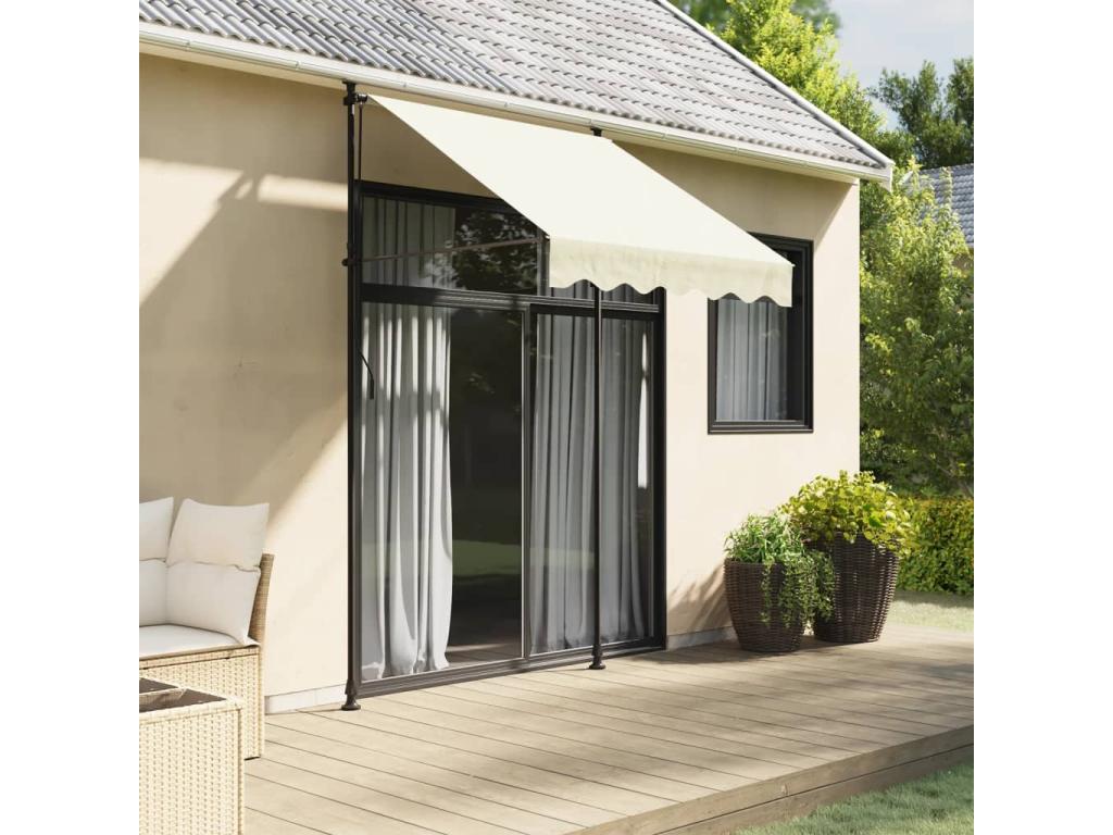 Toldo retráctil de tela y acero crema 150x150 cm