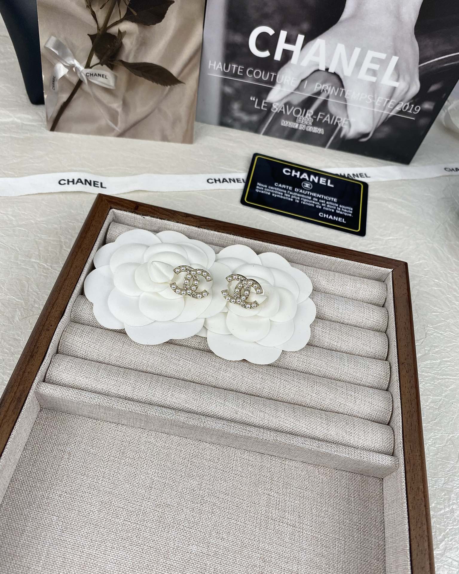 Chanel Pearl and Diamond Paved CC Earrings - Original Replica Club