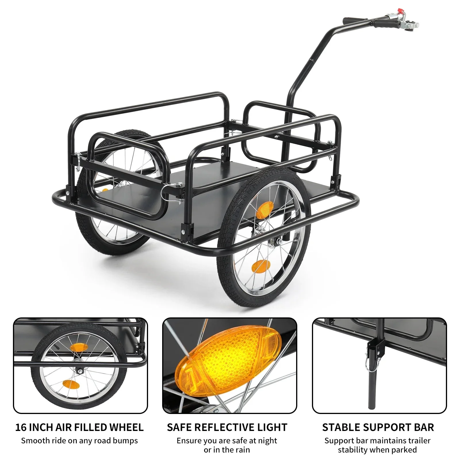 Ktaxon Two-Wheel Bicycle Cargo Trailer, Black, 16 in Inflatable Wheels - Image 7 Ktaxon Two-Wheel Bicycle Cargo Trailer, Black, 16 in Inflatable Wheels - Image 7