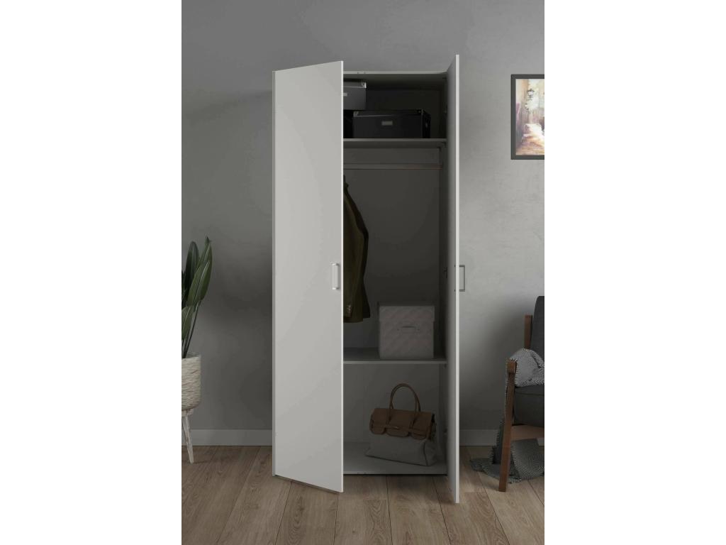 Armario 2 puertas Hominor - Muebles de dormitorio - Vestidor - Armario de ropa - 78x50 h175 cm - Blanco