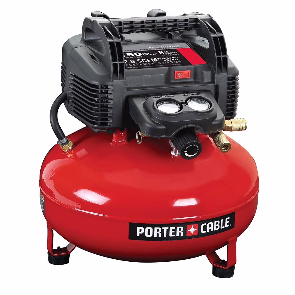 PORTER - CABLE Air Compressor, 6 - Gallon, Pancake, Oil - Free C2002 - ECOM(Enhanced Packaging)