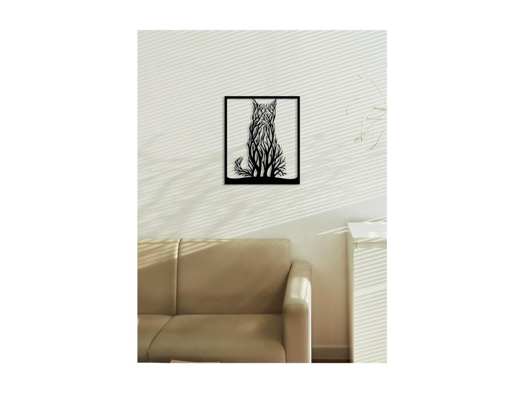 Decoración de Metal Gato 47, Negro, 51x0,15x60 cm, Hogarlujo