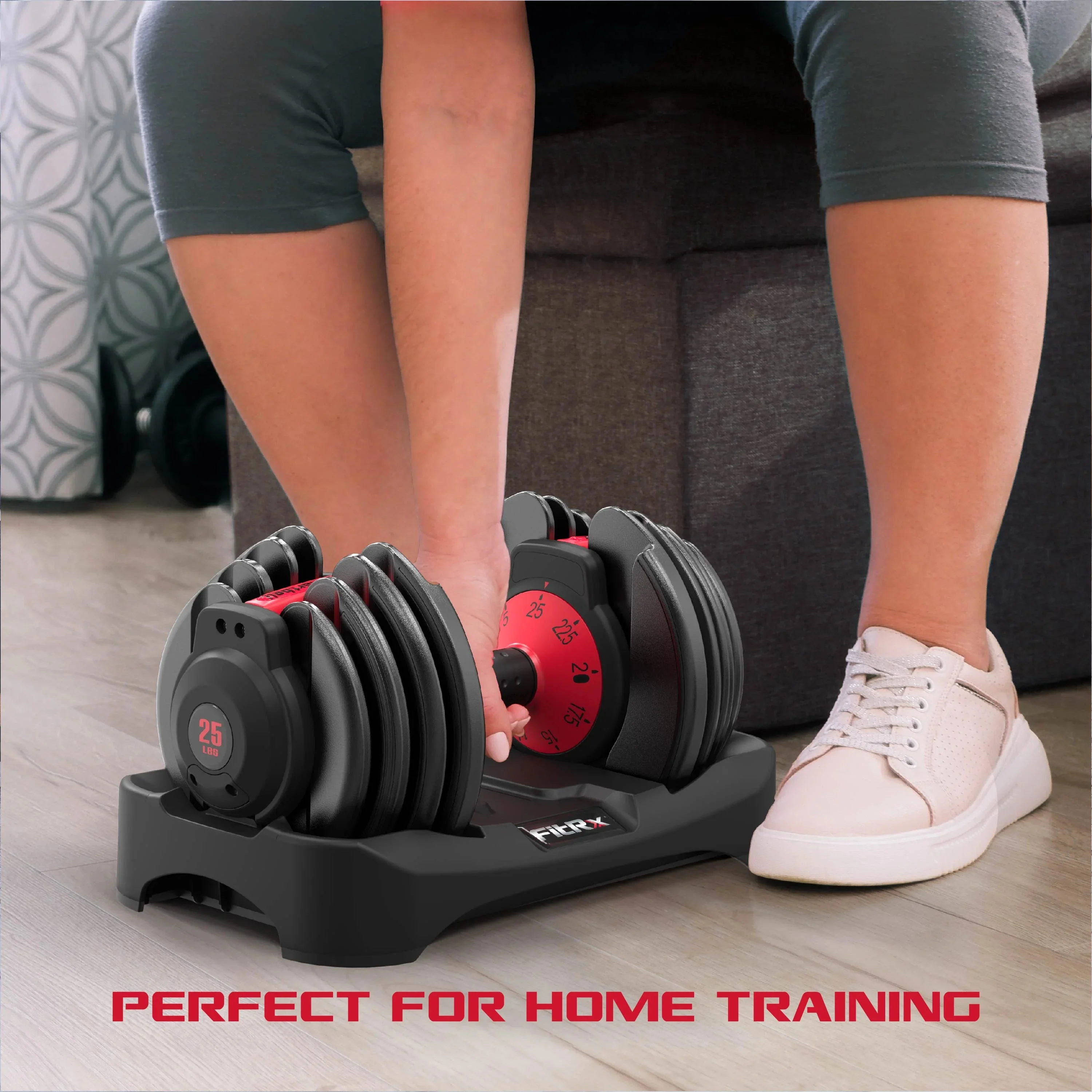 FitRx SmartBell Adjustable Dumbbell Set, 2-Pack, 25lb, 9-in-1 Quick-Select Weights, 2.5lb Increments - Image 6 FitRx SmartBell Adjustable Dumbbell Set, 2-Pack, 25lb, 9-in-1 Quick-Select Weights, 2.5lb Increments - Image 6